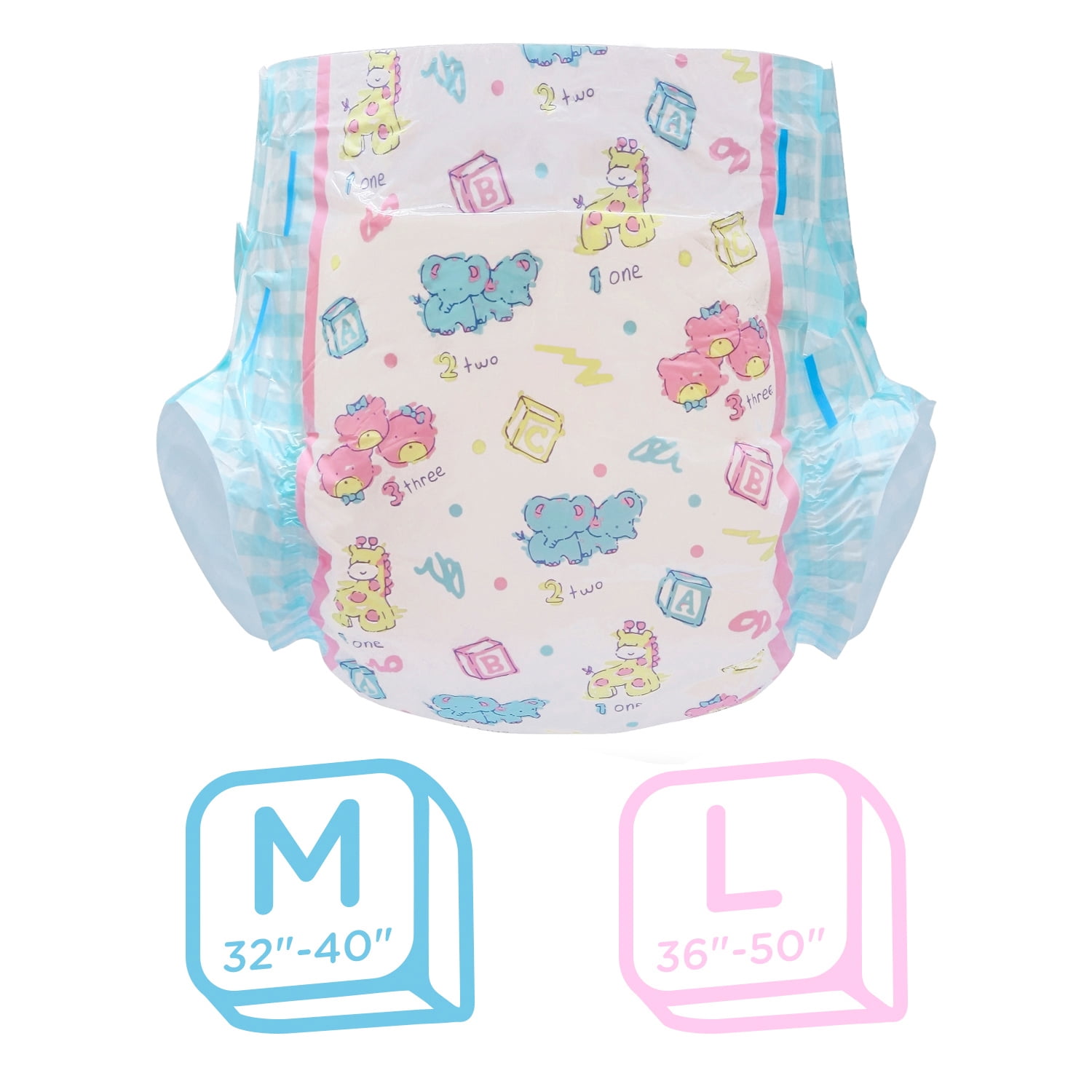 Littleforbig Vintage Baby Adult Diaper 10 Pieces (Medium 28"-38")