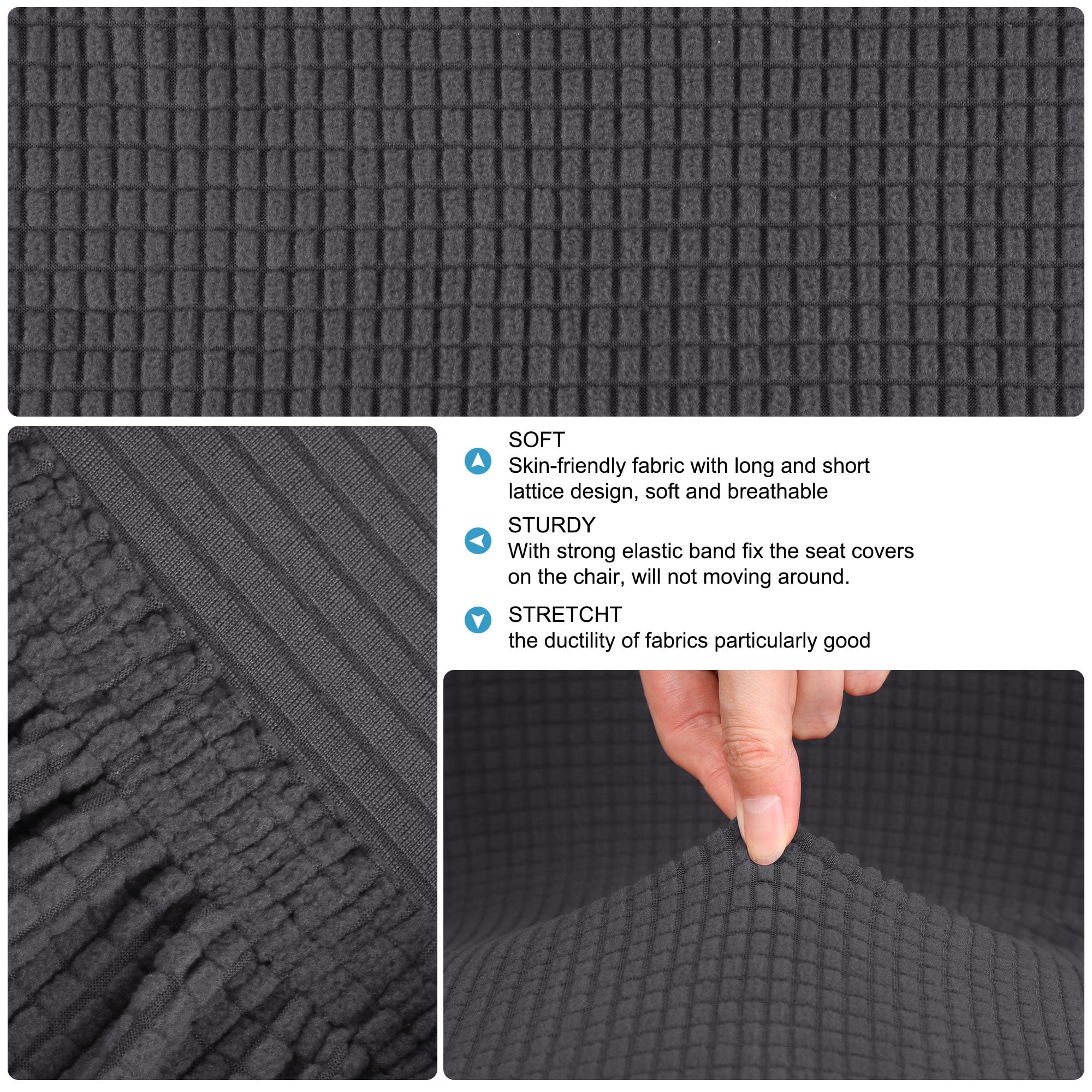 Unique Bargains Polyester Stretch Bar Stool Covers Elastic Band Mid Back Chair Slipcover Grey 4 Pcs