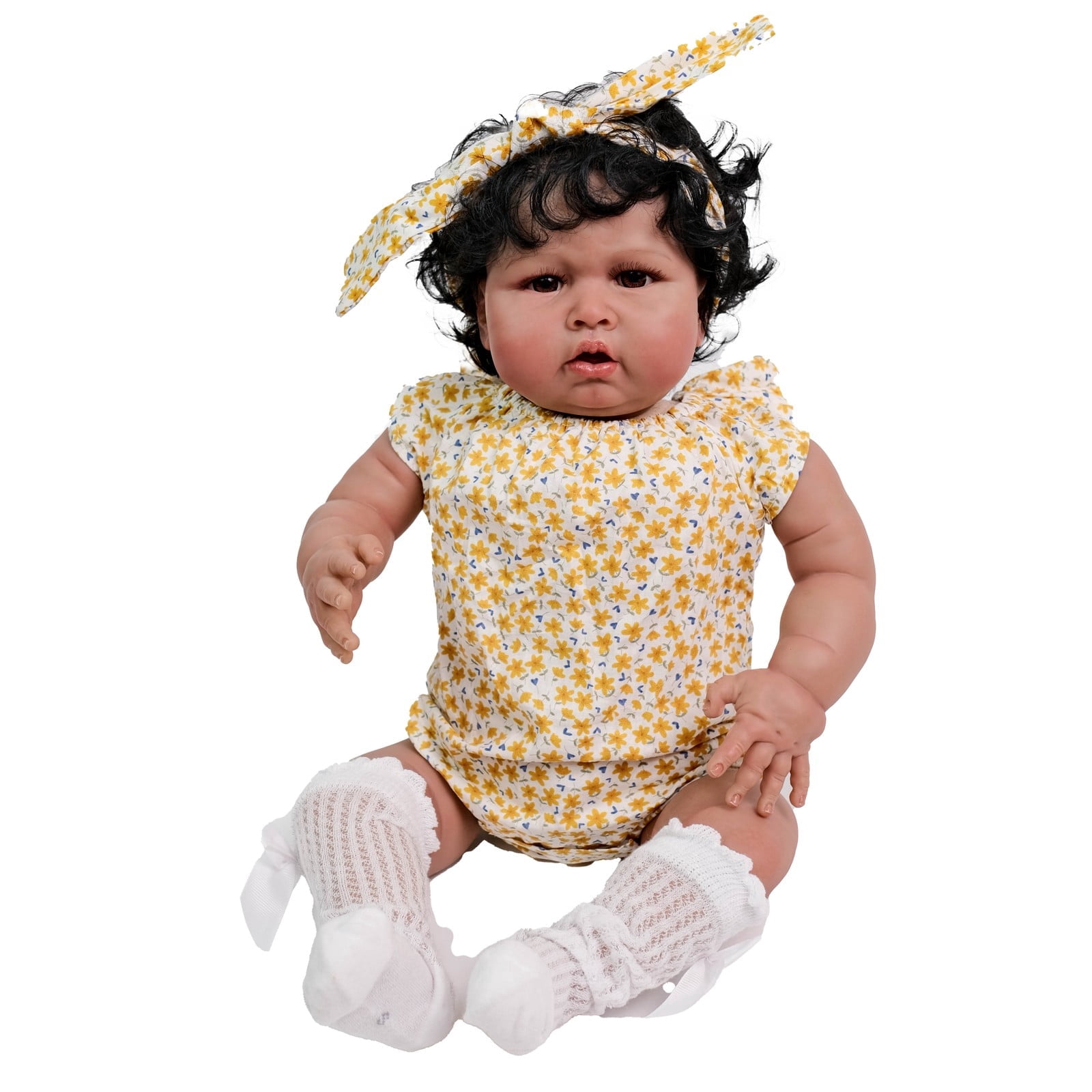 Reborn Baby Dolls Black Girl - 24" Cloth Body Realistic Chubby Baby Doll Handmade Real Life Baby Dolls with Clothes and Toy Gift for Kids Age 3+
