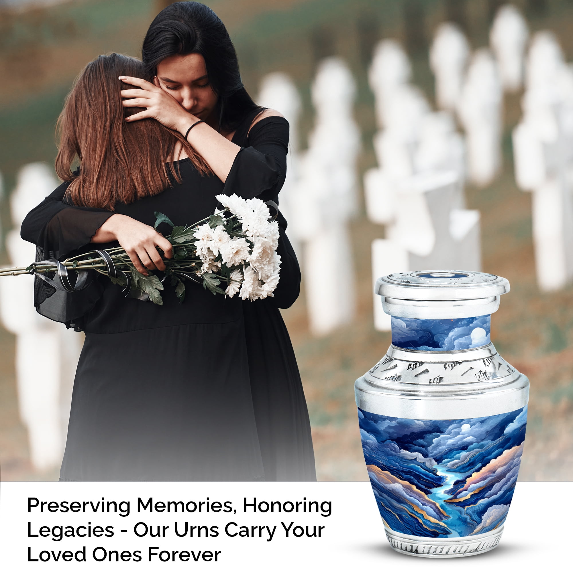 MUKTIVE River Keepake Funeral Cremation Urns for Adult Ashes Male & Female - Small 3 Inch Memorial Urns for Ashes Dad & Mom - Decorative Urn for Adult Human - Mini Funeral Gift