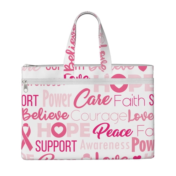 Honeii Breast Cancer Ribbons Awareness (2) Print Canvas Tote Bag with Compartments Laptop Tote Bag Large Tote Bag
