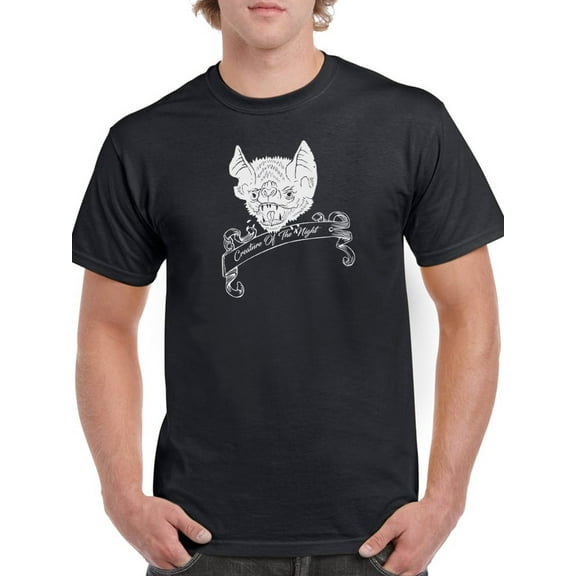 Bat Creature Of The Night  Men Black T-Shirt, Male Large