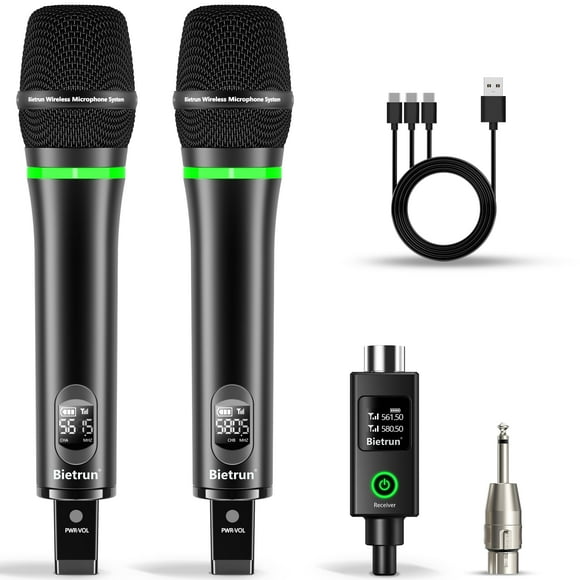 Micrófono inalámbrico Bietrun XLR recargable de doble metal
