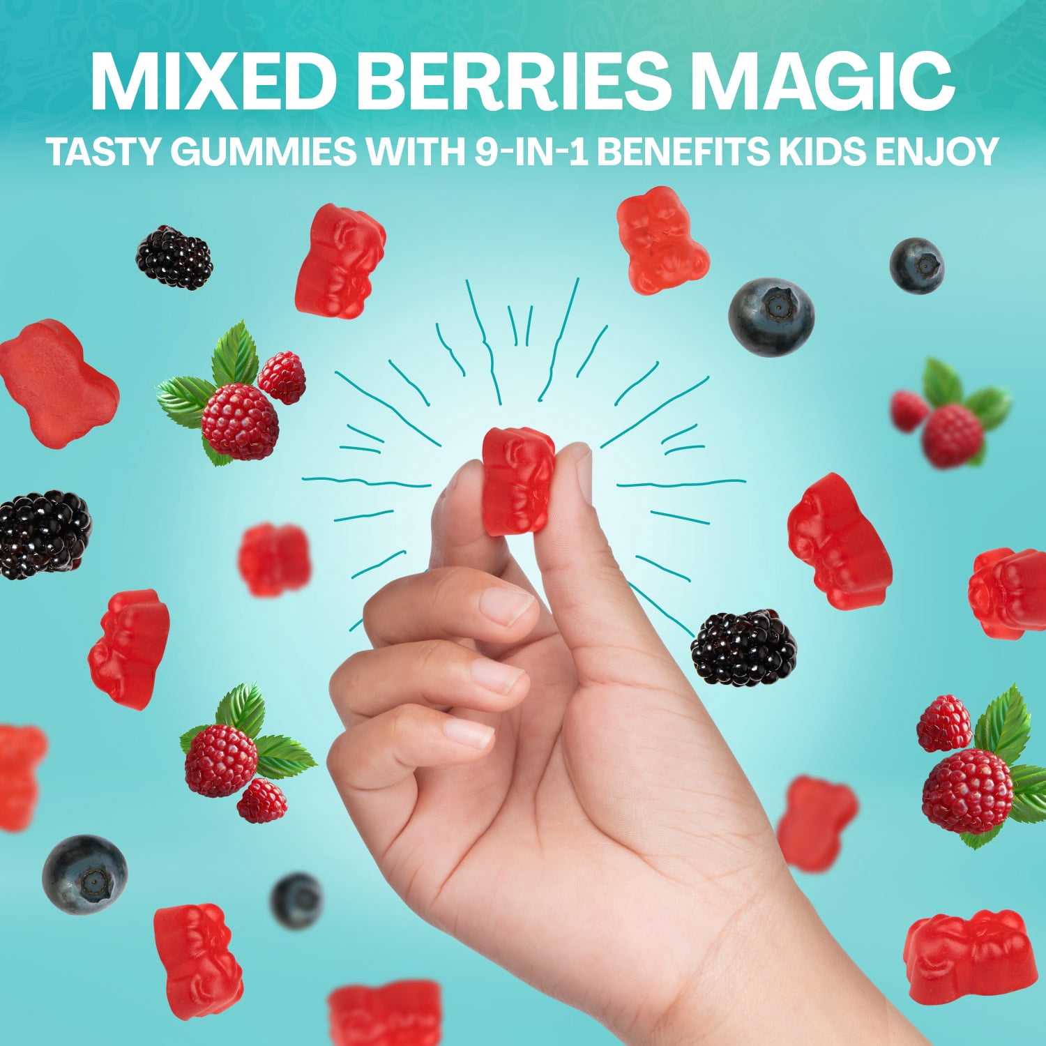 Zoyava Zeolite Kids Detox Gummies Mixed Berry Flavored All-in-One 60 Gummies for Detox, Immunity, and Overall Wellness