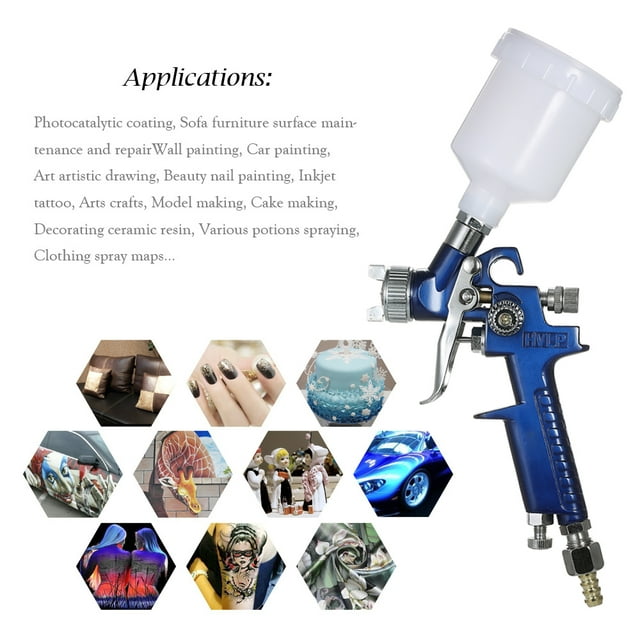 Kit de Pulvérisateur d'Air HVLP Mini 1.0mm Outil de Pulvérisation de Peinture Ensemble de Brosses à Air à Alimentation par Gravité pour Réparation de Taches de Peinture Automobile