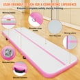 thumbnail image 3 of KFFKFF Inflatable Exercise Mat, 4-inch Thick Air Tumble Mat, Includes Electric Pump, Versatile for Home, Gym, Yoga, Cheer, Beach, Park, Water Activities, 10ft, Pink, 3 of 9