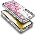 thumbnail image 4 of Compatible with Samsung Galaxy S24+ Plus Case with Tempered Glass Screen Protector, Ring Holder/Wrist Strap, Nagebee Glitter Liquid Floating Waterfall Cute Phone Cover (Rose Gold), 4 of 6