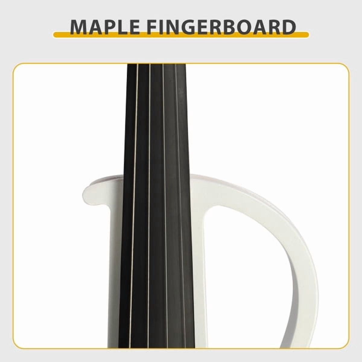 Full Size 4/4 Bunnel Edge Electric Silent Violin Set - White Finish with Case, Bow, Rosin & Headphone Connection
