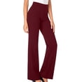 thumbnail image 3 of ClodeEU Women's High Rise Stretch Straight Leg Pant,Work Trouser With Pockets,Slim Trendy Pant Wine,Womens Plus L, 3 of 7