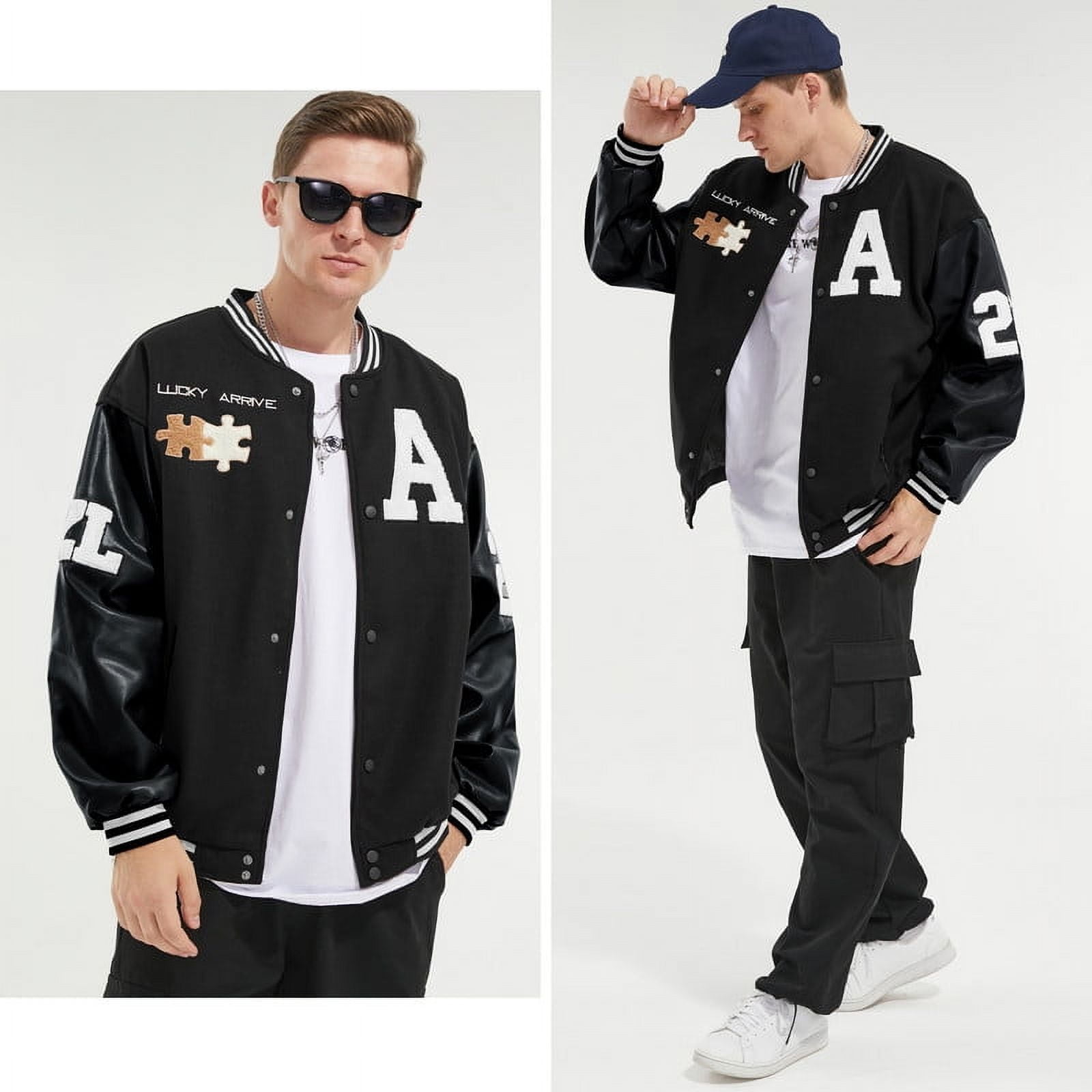 HISITOSA Mens Varsity College Jacket Baseball Bomber Jacket
