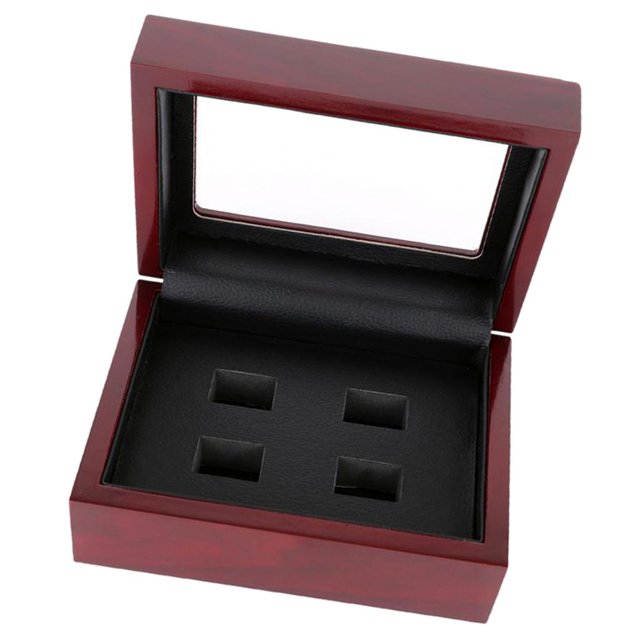 Caja de para Vitrina de Soporte de - Rojo Vino 6 Agujeros - Vino rojo 4 hoyos Yinane Estuche de exhibición de anillo de campeonato