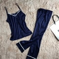 thumbnail image 3 of wsevypo Women's Silk Satin Slip Top Long Sleepwear Pajamas (Tops+Pants), 3 of 5