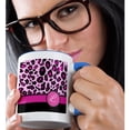 thumbnail image 2 of 3dRose, Personalized initial L monogrammed hot pink and black leopard pattern animal print - personal letter, 15oz Two-Tone Blue Mug, 2 of 7