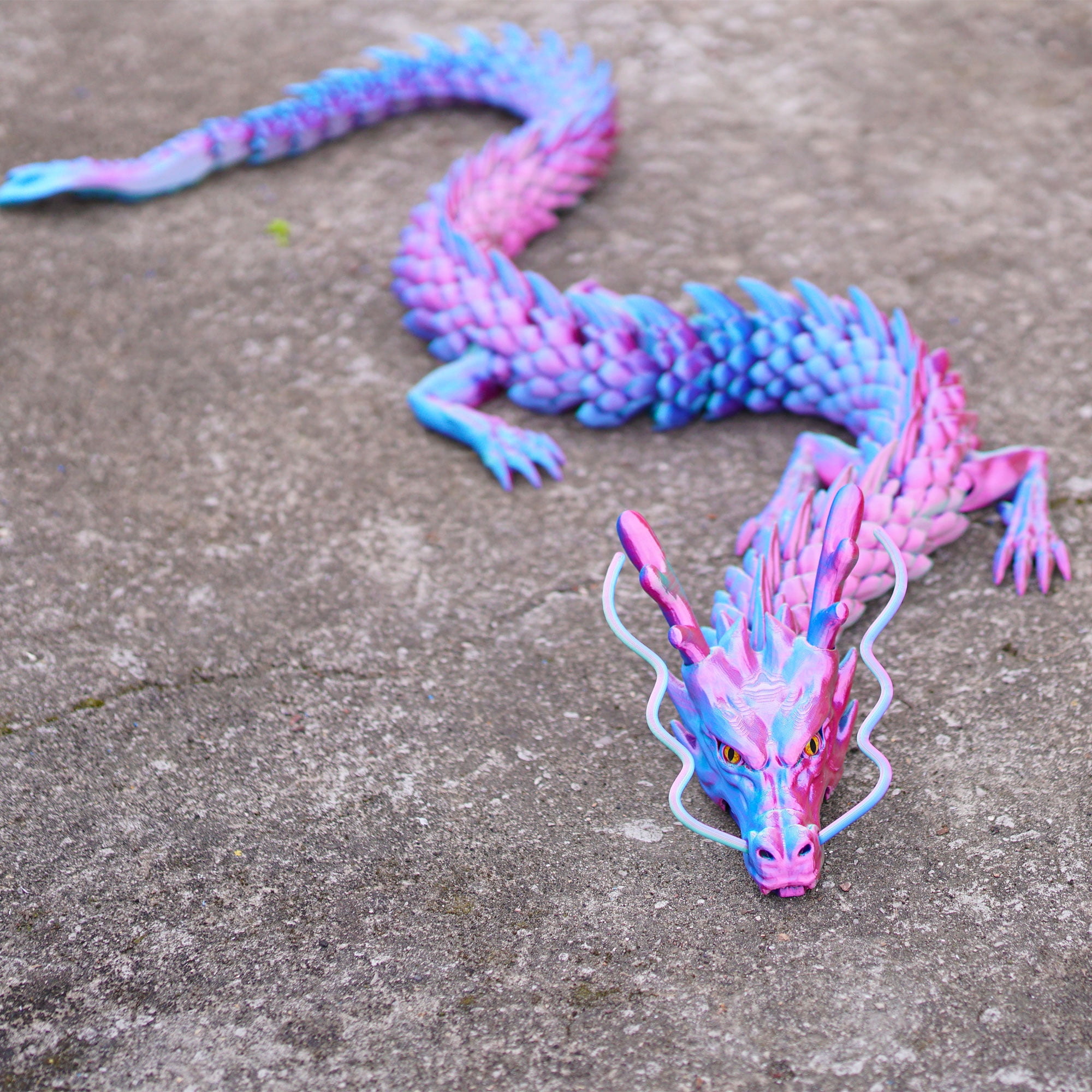 47.5inch 3D Printed dragon,Flexible Joint Animal lacertid Figurines,Realistic Eyes, Home Office Decor,Fidget Toy for Adults Teens Boy Festival Gifts