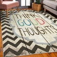 thumbnail image 3 of Saying Decorative Rug, Think Thoughts Message with Rainbow Colored Letters on Chevron Zigzag Lines, Quality Carpet for Bedroom Dorm and Living Room, 6 Sizes, Taupe Cream, by Ambesonne, 3 of 4