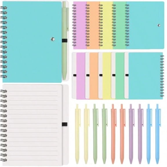30 Sets Small Notebook Journal with Pen Bulk 4.5 5.5 Inch Pocket Size Spiral Lined Notepad for Women Men 100 Pages Notebook Employee Appreciation Gift for Work Study Pastel