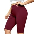 thumbnail image 3 of Women's Plus Size Yoga Workout Shorts, High Waist Butt Lifting Elastic Waistband, Solid Active Shorts for Running Gym Training | TruHer,Red 5XL, 3 of 8