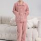 thumbnail image 1 of Women's Velvet Winter Warm Cardigan Pajama Set Long Sleeve Loose Casual Loungewear Polyester Lounge Set for Home and Daily Wear, 1 of 6