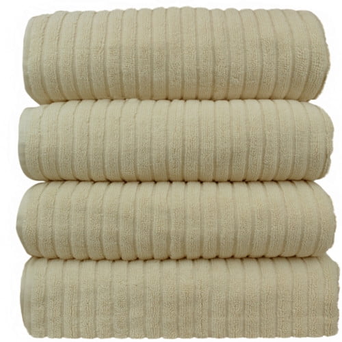 Bare Cotton Ribbed 100pct Cotton Bath Towel (Set of 4) - Walmart.com ...