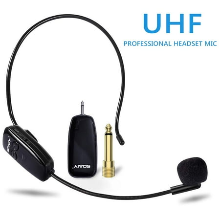 Wireless Mic For Pa Wireless Microphone,UHF Wireless Mic System Headset,160 ft(50M)Range,Headset and Handheld 2 in 1,3.5&6.35mm Port for Speakers,Voice Amplifier,PA System(Not Supported iPhone) ()