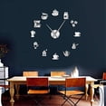 thumbnail image 3 of Coffee Signs 3D DIY Size Adjustable Wall Clock Modern Design Kitchen Clock Watch Quartz Acrylic Mirror Sticker Coffee Bean Clock(Black,47inch), 3 of 7