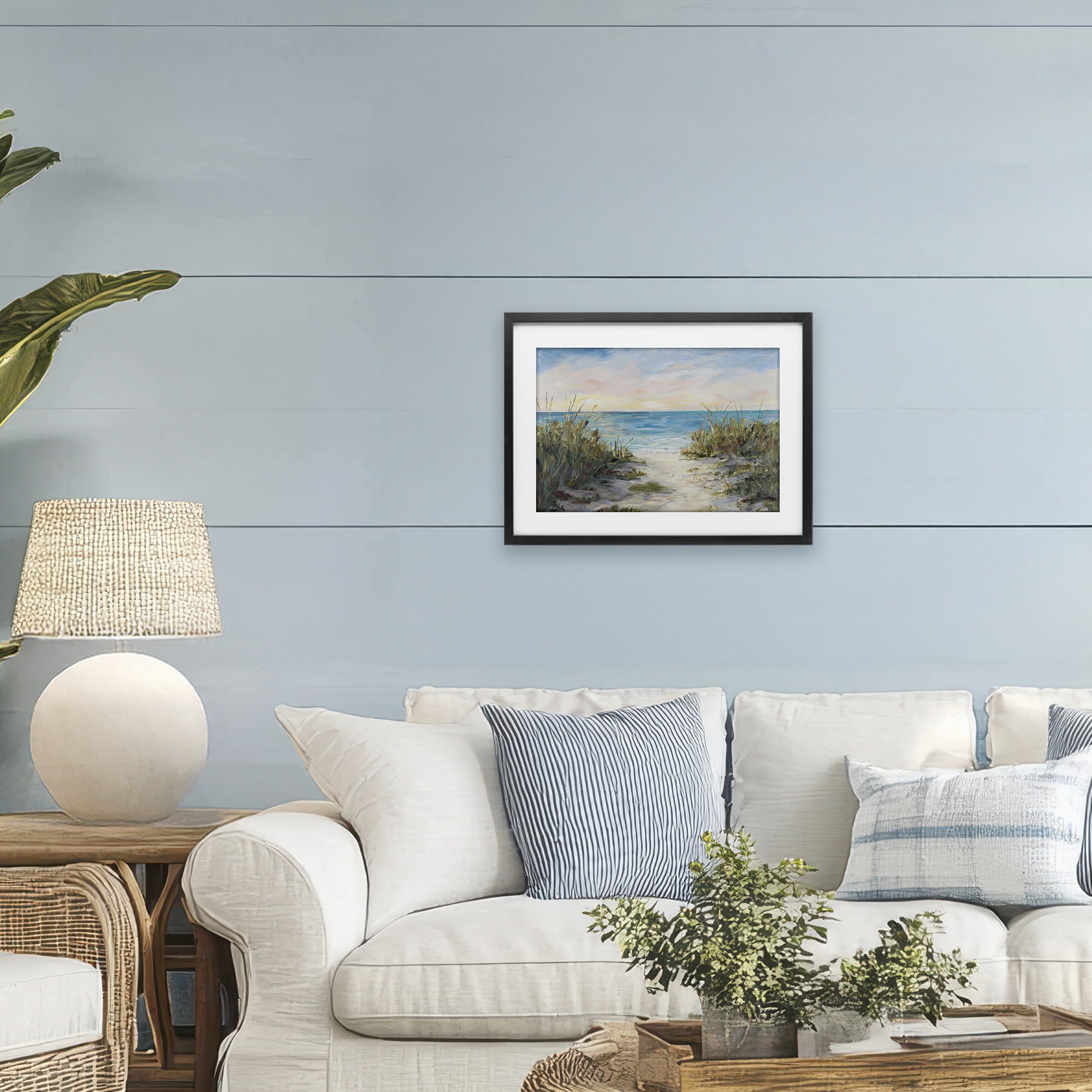 Stupell Industries Walk To The Beach Black Framed Print Under Glass, design by Julie DeRice