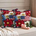 thumbnail image 2 of 4th of July Pillow Covers 2 Pack Red Blue White Daisy Pillowcase Waterproof Outdoor Throw Pillow Cover for Patio Garden Square Cushion 20”x20”, 2 of 9