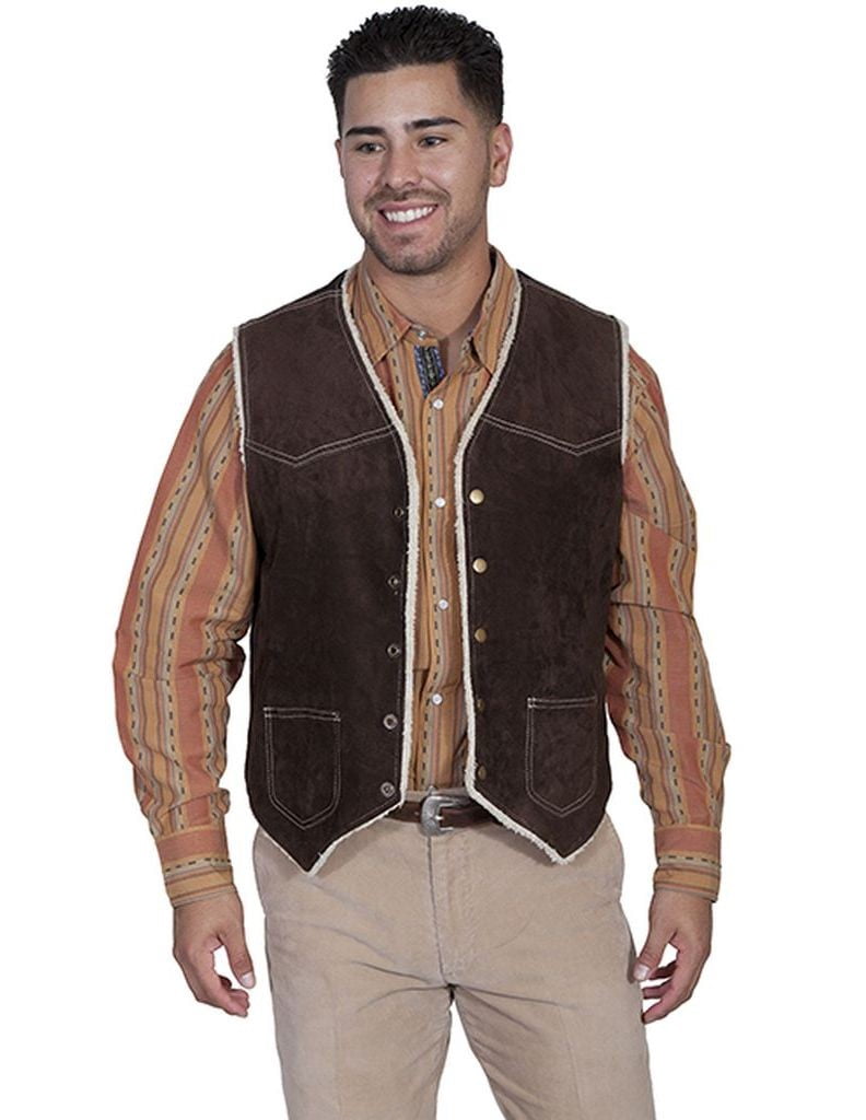 Scully Western Vest Mens Leather Button 