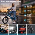 thumbnail image 2 of Lilypelle Folding Step-Thru Electric Bike for Adults, 20"×3.0 Fat Tire 7 Speed Electric Cargo Bicycle, 500Wh Built-in detachable battery, Peak 1000W Rear Motor，20MPH, Fits for 4'9" to 6'5", 2 of 10