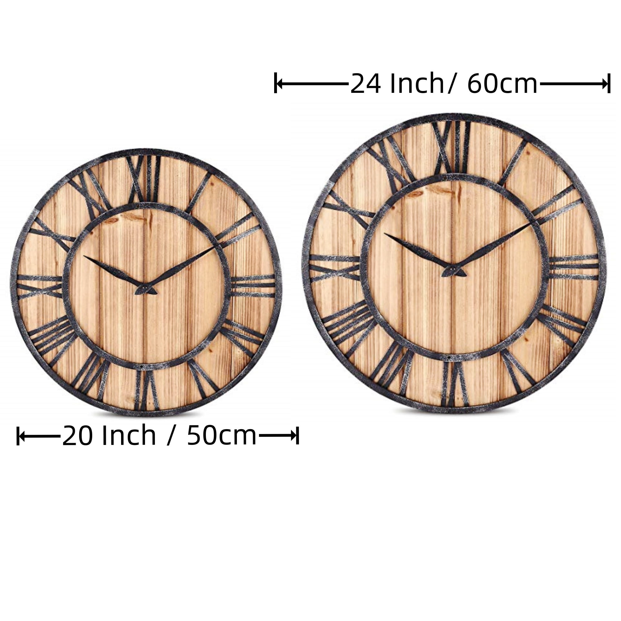 24 Inch Thicken & Heavy Large Metal Wall Clocks for Living Room Decor Large Decorative Clock Oversized,Big Roman Numeral Non Ticking