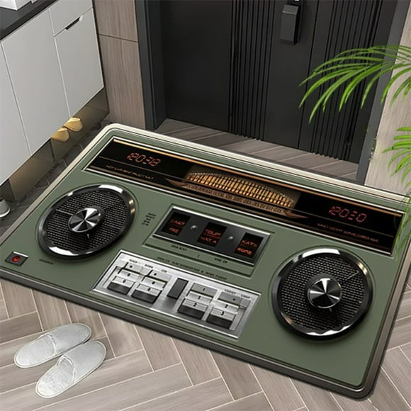 Wzzjkit Record Player Creatives Policy Radio Floor Mat Carpet Home Living Room Door Mat Dirt-resistants Non-slip Floor Mat
