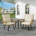 thumbnail image 6 of Emorefun 3 Piece Small Patio Set, Outdoor Bistro Table and Chairs with Removable Cushion for Garden, Balcony, Backyard, Beige, 6 of 8