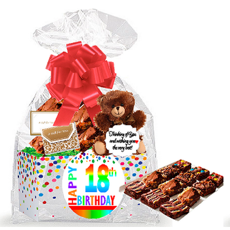 Food Gift Packaging - 18th Birthday / Anniversary Gourmet Food Gift Basket Chocolate Brownie Variety Gift Pack Box (Individually Wrapped) 12pack
