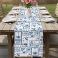 thumbnail image 4 of Tropical Plants Table Runner 90 Inches, Summer Coastal Blue Plaid Palm Trees Bed Runner Dresser Scarves Tabletop for Indoor Outdoor Parties/Ceremony/Banquet, 13" x 90", 4 of 9
