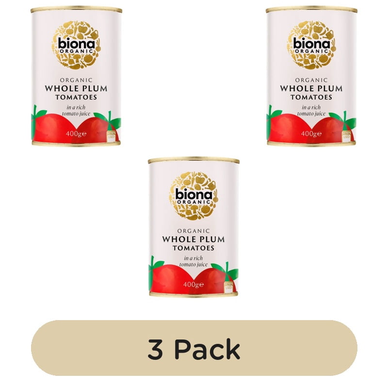 Biona Organic Whole Plum Peeled Tomatoes 400g, British Import (Pack of 3)