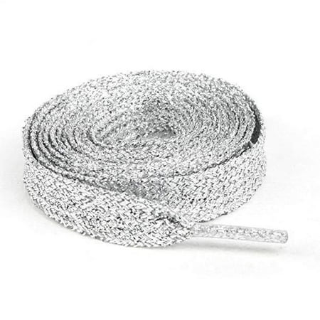 

QING SUN Shoelaces Brown Sneaker Shoestring Shoe Laces Replacement Shoestrings pearlescent. Silver 110*1.2CM