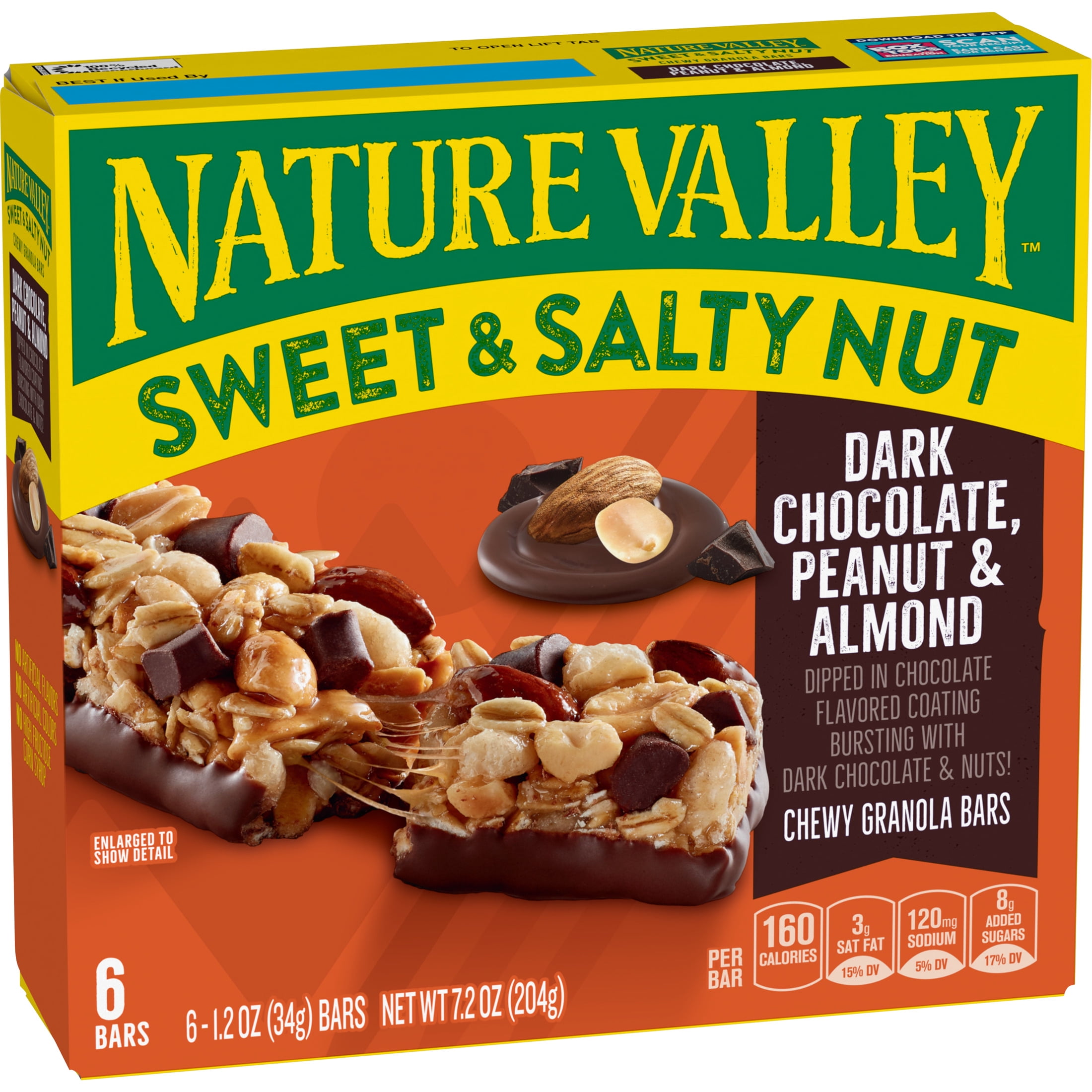 (12 pack) Nature Valley Sweet and Salty Nut Bars, Dark Chocolate Peanut Almond, 6 Bars, 7.2 oz