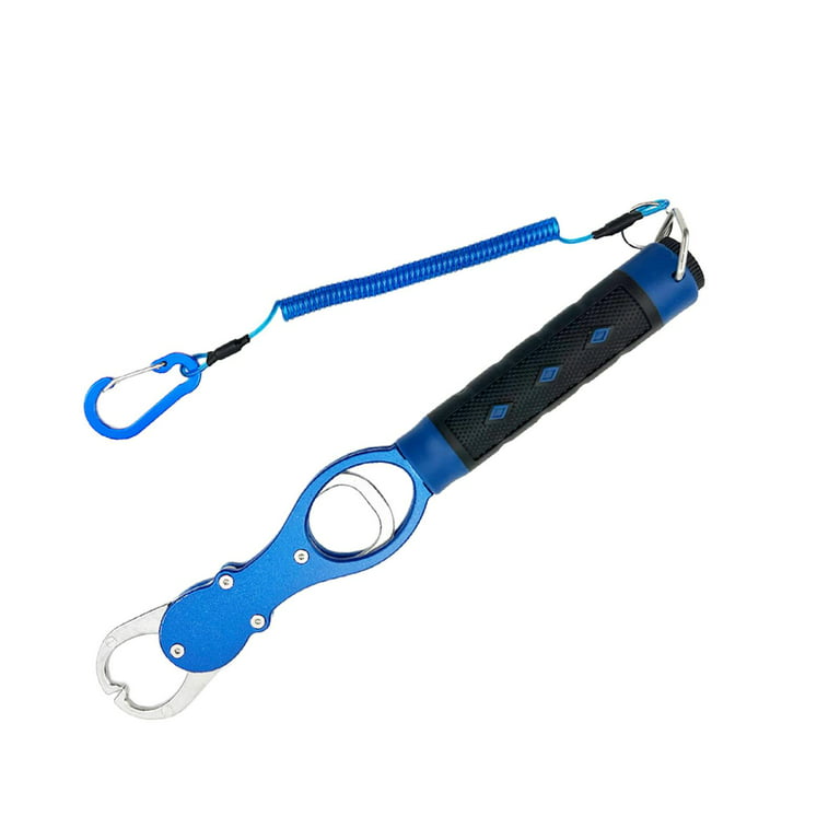 Fishing Lip Gripper,Fish Lip Gripper with Scale Freshwater Saltwater,Fishing  Lip Gripper Portable Fish Lip Grabber,Fish Lip Grip Tool Aluminum Fish  Holder Nonslip,Fish Scales Weight Fishing Blue 