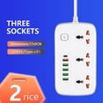 thumbnail image 1 of Cable de alimentación Cable de extensión 3 tomas 6 x USB Multi Hole Plugs Row Plugs with Smart Terminal Blocks Electrical Sockets, 1 of 4