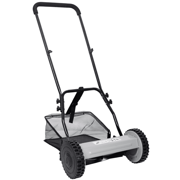 Easy Push 5-Blade 14-Inch Reel Mower with Grass Catcher Gray