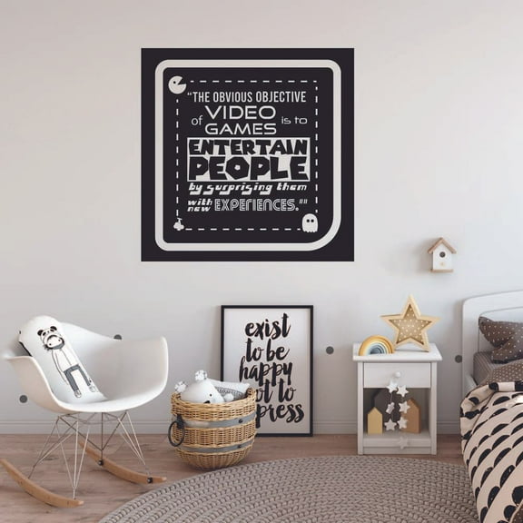 Entertain People Quote Video Game Games Gamers Quotes Wall Sticker Art Decal for Girls Boys Room Bedroom Nursery Kindergarten Fun Home Decor Stickers Wall Art Vinyl Decoration Size (20x20 inch)