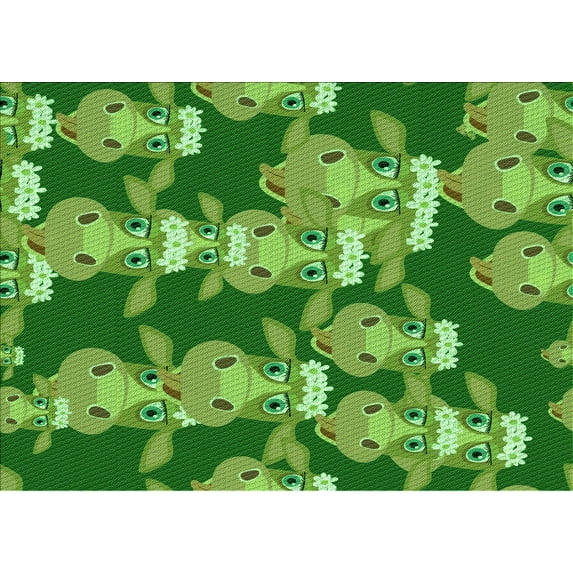 Ahgly Company Machine Washable Indoor Rectangle Transitional Green Area Rugs, 6' x 9'