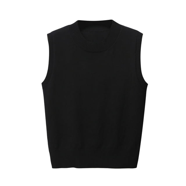 aidice Gilets Chandails pour Femmes Col Rond Sans Manches Automne Tricoté Chaud Camisole Ample Décontractée Confortable Chandail à Enfiler Hauts