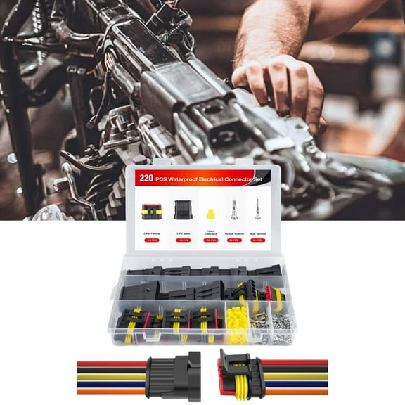 Nilight 220Pcs 5 Pin Electrical Connector ‎Plug Male Female Terminal Wire Connector Waterproof Connectors 5 Way Automotive Connect Set for Car Truck Motorcycle Marine Boat 10 Sets