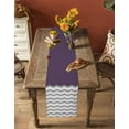 thumbnail image 4 of Grey Chevron Burlap Cotton Table Runner 13x90 Inches Long, Geometric Purple Print Wavy Striped White Farmhouse Table Runners, Outdoor Dining Tablecloths Decor for Baby Shower/Party/Wedding, 4 of 6