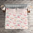 thumbnail image 2 of Ambesonne Flamingo Quilted Coverlet 3 Pcs, Wild Bird Love Vintage, Queen Size, Beige Pink, 2 of 2