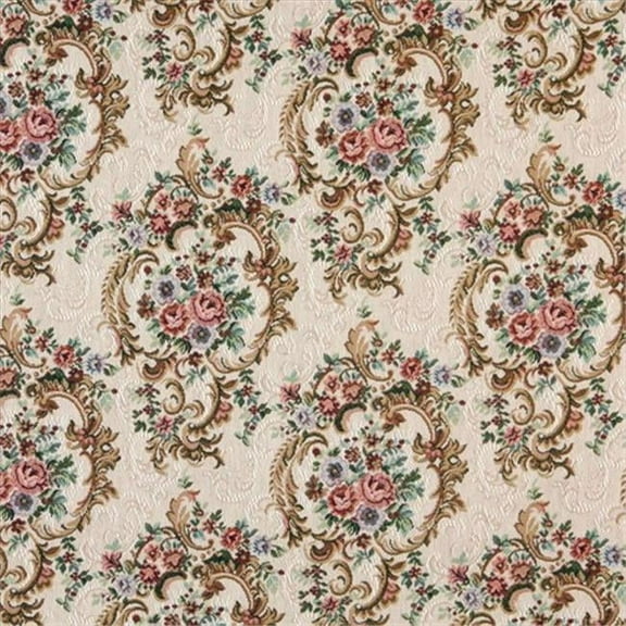 Designer Fabrics 54 in. Wide Green, Blue And Burgundy, Floral Tapestry Upholstery Fabric