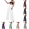 thumbnail image 3 of BUYISI Women Wide Leg Pants Long Solid Bright Beaded Casual Trousers Loose Club Wear White S, 3 of 9