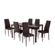 thumbnail image 1 of Juego de Comedor Mesa De Vidrio 6 Sillas De Metal Asiento Acojinado KingsHouse marron, 1 of 8
