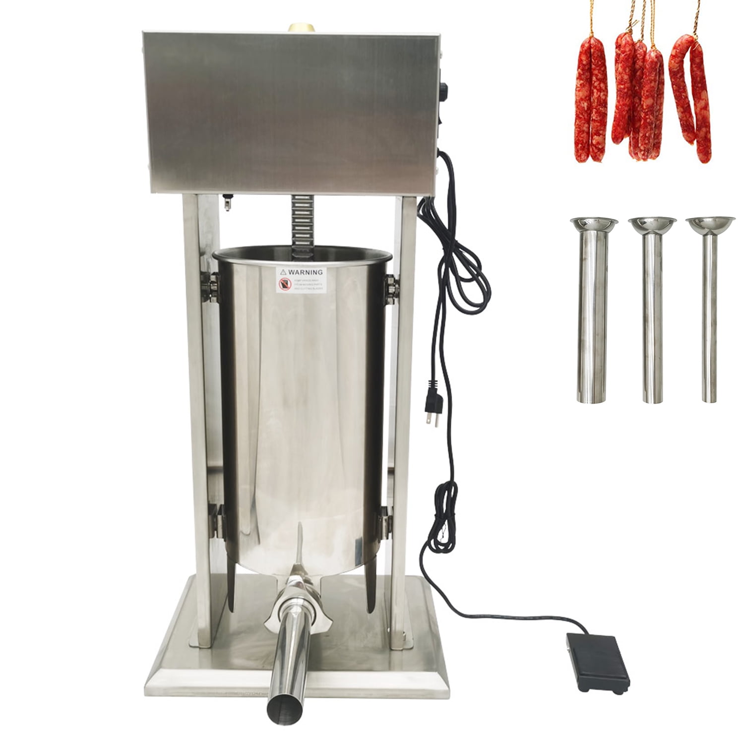 INTBUYING 15L Electric Sausage Stuffer with 4 Stuffing Tubes Stainless